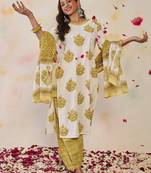 Women Ethnic Motifs Printed Regular Pure Cotton Kurta with Salwar & With Dupatta