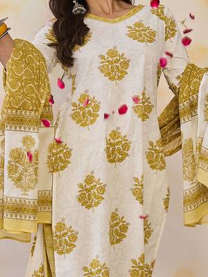 Women Ethnic Motifs Printed Regular Pure Cotton Kurta with Salwar & With Dupatta 3