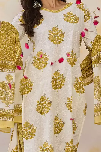 Women Ethnic Motifs Printed Regular Pure Cotton Kurta with Salwar & With Dupatta