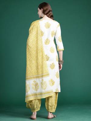 Women Ethnic Motifs Printed Regular Pure Cotton Kurta with Salwar & With Dupatta 4
