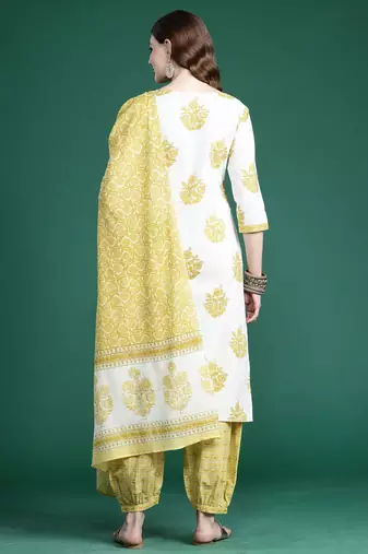 Women Ethnic Motifs Printed Regular Pure Cotton Kurta with Salwar & With Dupatta