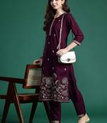 Ethnic Motifs Embroidered Sequinned Kurta with Trousers