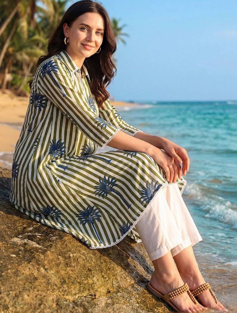 Women Printed Regular Pure Cotton Kurta with Trousers
