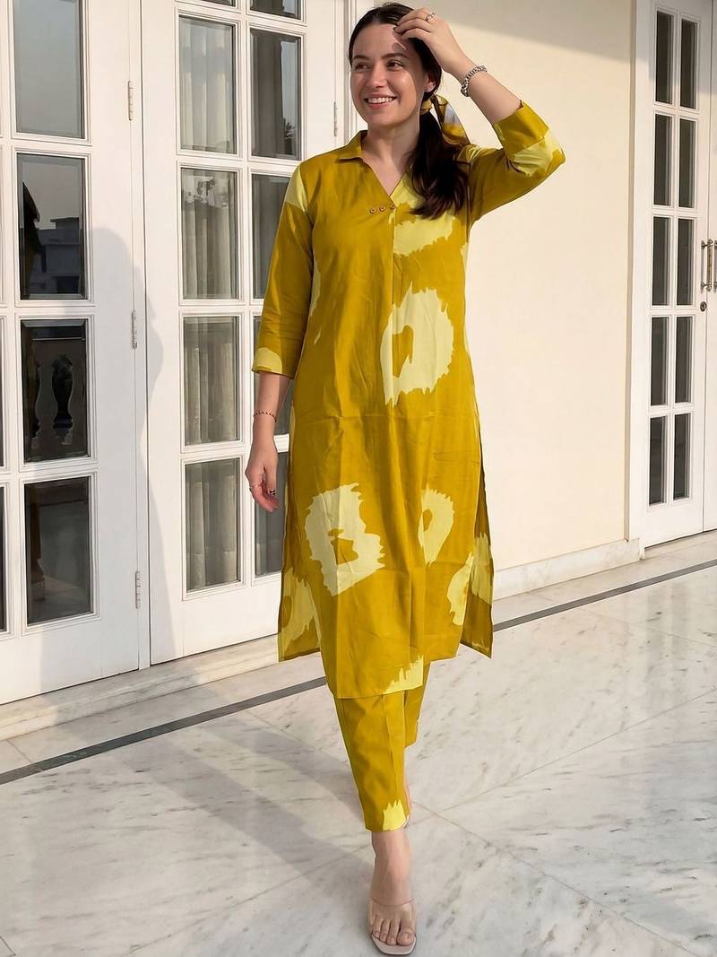 Women Printed Regular Pure Cotton Kurta with Trousers