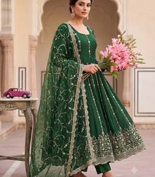 Designer green heavy zari & sequins work anarkali gown