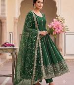 Designer green heavy zari & sequins work anarkali gown