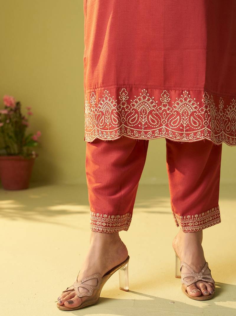 Women Floral Embroidered Kurta with Trousers & Dupatta
