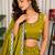 Mahendi Green Embroidery and sequins Aari mirror Silk Blend Lahenga Choli Set 