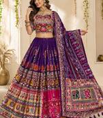 Purple Mirror Work Navratri Chaniya Choli