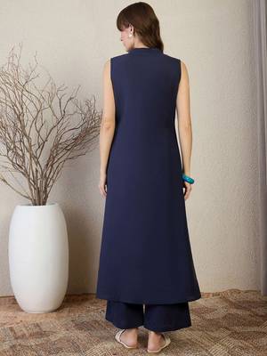 Women Woven Design Embroidered Cotton Kurta with Palazzos 5