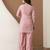Women's stylish peach soft viscose silk kurta and pant casual wear co-ord set