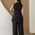 Women’s black cambric cotton embroidery work co-ord set with shirt style top and straight pant
