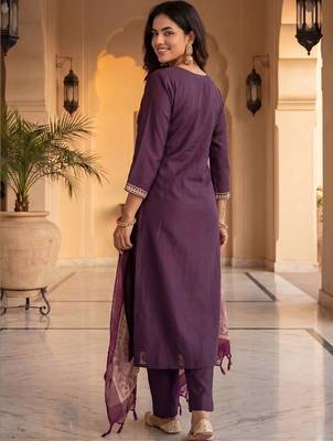 Women Ethnic Motifs Embroidered Regular Thread Work Kurta with Trousers & With Dupatta 4