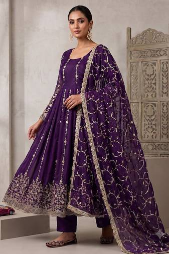 Designer jambli heavy zari & sequins work anarkali gown