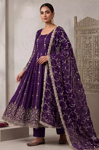 Designer jambli heavy zari & sequins work anarkali gown