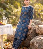 Women Ethnic Motifs Printed Regular Pure Cotton Kurta with Salwar