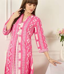 Floral Printed Thread Work Pure Cotton Kurta With Palazzos