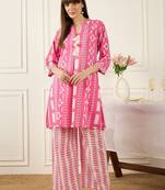Floral Printed Thread Work Pure Cotton Kurta With Palazzos