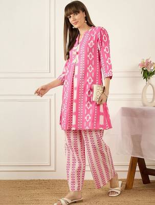Floral Printed Thread Work Pure Cotton Kurta With Palazzos 6