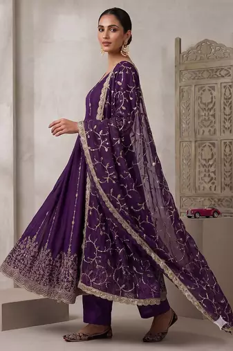 Designer jambli heavy zari & sequins work anarkali gown