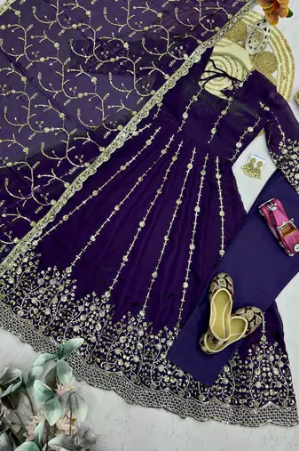 Designer jambli heavy zari & sequins work anarkali gown