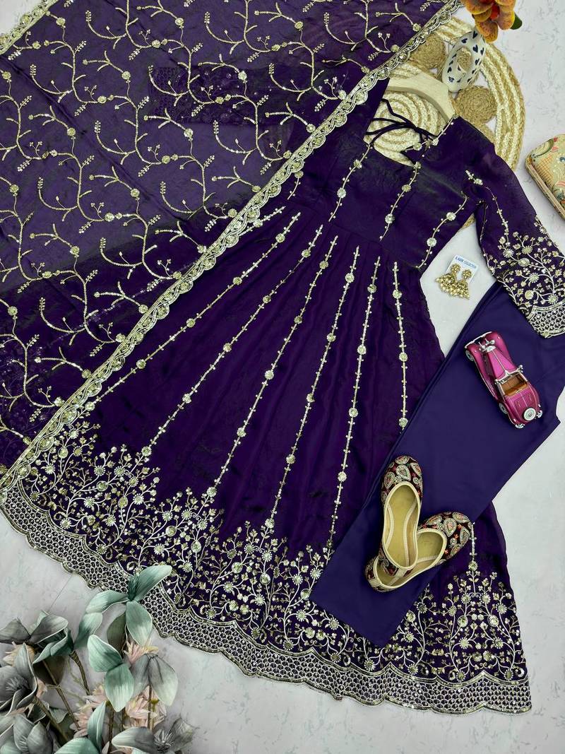 Designer jambli heavy zari & sequins work anarkali gown