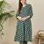 Polka Dots Printed Pleated V-Neck A-Line Pure Cotton Kurta with Trousers