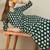 Polka Dots Printed Pleated V-Neck A-Line Pure Cotton Kurta with Trousers