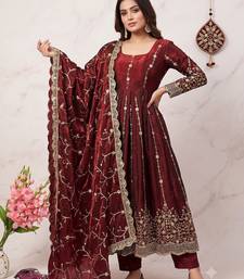 Designer maroon heavy zari & sequins work anarkali gown