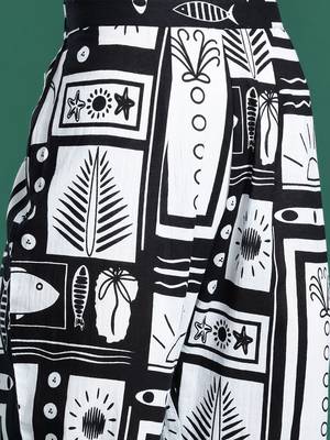 Geometric Printed Pleated Pure Cotton Kurta with Trousers 3