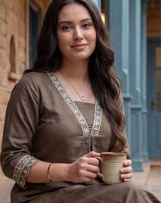 Women Ethnic Motifs Embroidered Regular Thread Work Kurta with Trousers 5