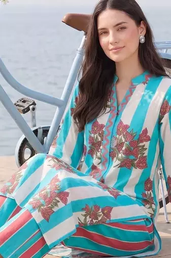 Women Printed Regular Pure Cotton Kurta with Trousers