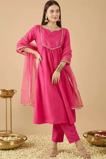 Women Empire Kurta with Trousers & With Dupatta