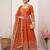 Designer orange heavy zari & sequins work anarkali gown
