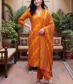 Women Ethnic Motifs Printed Regular Thread Work Kurta with Trousers & With Dupatta
