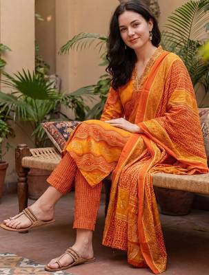 Women Ethnic Motifs Printed Regular Thread Work Kurta with Trousers & With Dupatta 5