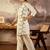 Geometric Printed Shirt Collar A-Line Kurta With Trousers