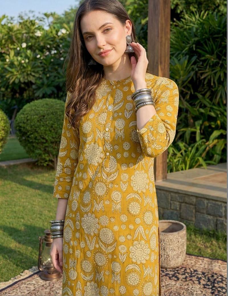 Women Ethnic Motifs Printed Regular Pure Cotton Kurta with Trousers