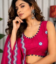 Rani Pink Embroidery and sequins And Aari mirror Silk Blend Lahenga Choli Set 