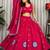 Rani Pink Embroidery and sequins And Aari mirror Silk Blend Lahenga Choli Set 