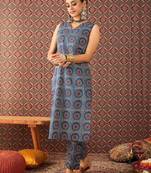 Women Printed Regular Pure Cotton Kurta with Trousers