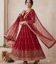 Designer red  heavy zari & sequins work anarkali gown