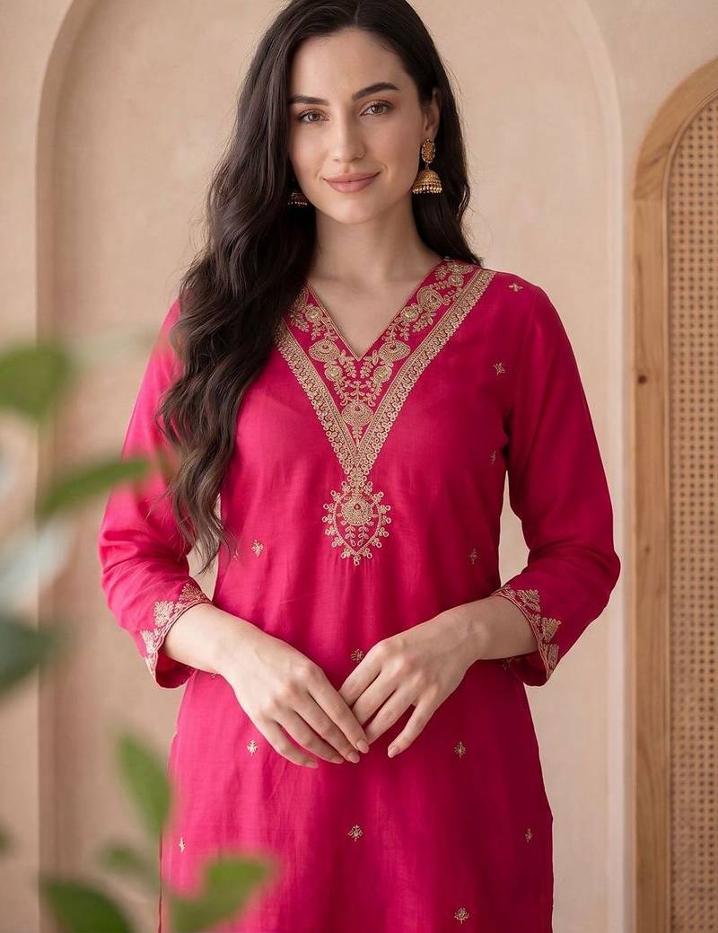 Women Ethnic Motifs Embroidered Regular Thread Work Kurta with Trousers & With Dupatta