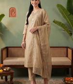 Women Ethnic Motifs Embroidered Regular Thread Work Kurta with Trousers & With Dupatta