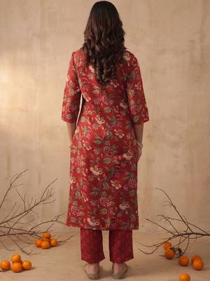Women Floral Embroidered Regular Mirror Work Kurta with Trousers & With Dupatta 6