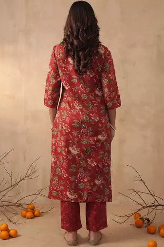 Women Floral Embroidered Regular Mirror Work Kurta with Trousers & With Dupatta