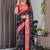 Black Color digital floral prints And zari woven Work Linen Saree