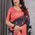 Black Color digital floral prints And zari woven Work Linen Saree