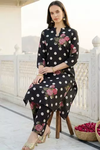 Women Floral Printed Regular Pure Cotton Kurta with Trousers