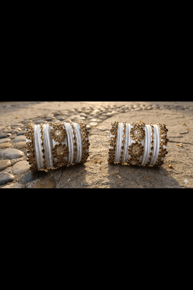 Handmade Bangle Golden white combination for girls and woman